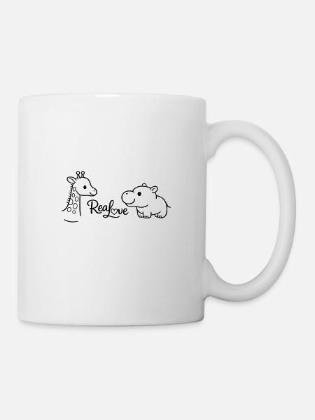 Giraffen und Nilpferd: Wahre Liebe - Tasse - Weiß