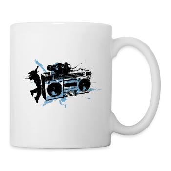 Blauer Grunge-Splash-Boombox - Tasse - Weiß - Rechts