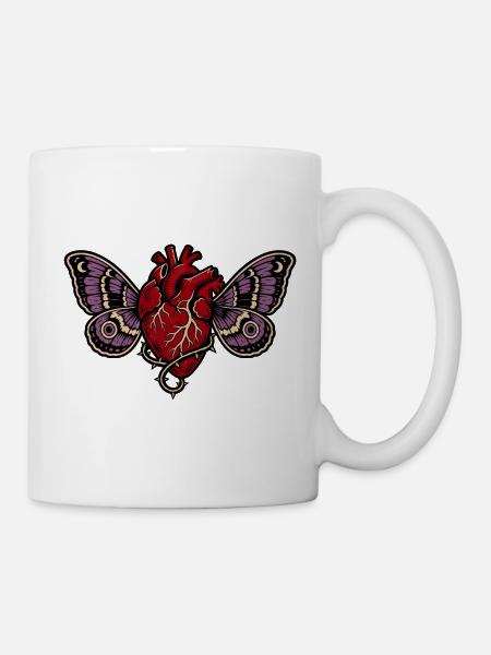 Anatomische Herz-Gotische Mottenkunst - Tasse - Weiß