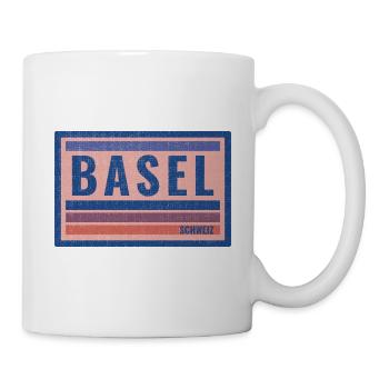 Basel Schweiz Vintage Design Blau - Tasse - Weiß - Rechts