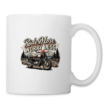 Ride More, Worry Less Motorrad - Tasse - Weiß - Rechts