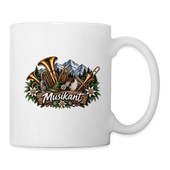 Alpenmusikant mit Brass & Blumenkranz - Tasse - Weiß - Rechts