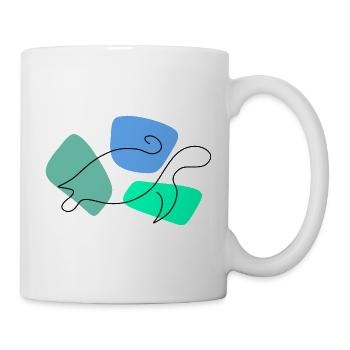 Lineart turtle with color background - Mug - white - Right