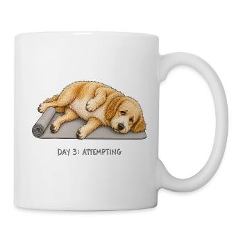 Goldendoodle Yoga Dog Day 3 Attempting - Mug - white - Right