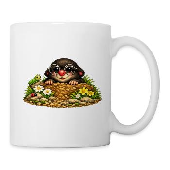 Cute mole with glasses - Mug - white - Right