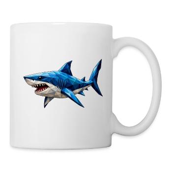 Requin low poly - Mug blanc - blanc - Droite
