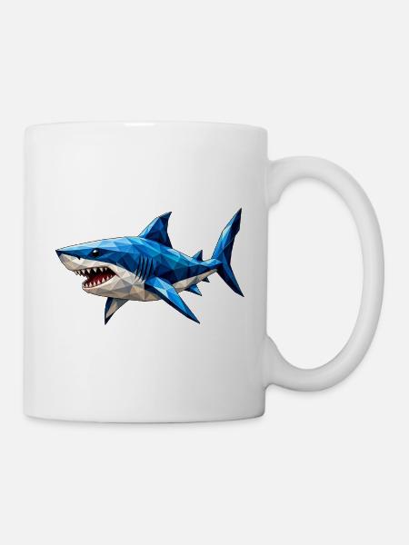 Low Poly Hai - Tasse - Weiß
