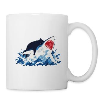 Chat Requin Humour océan  - Mug blanc - blanc - Droite