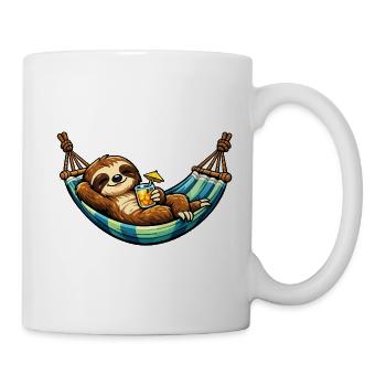 Sloth in hammock with cocktail - Mug - white - Right