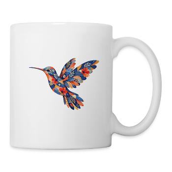 Kolibri mit Blütenmuster - Tasse - Weiß - Rechts