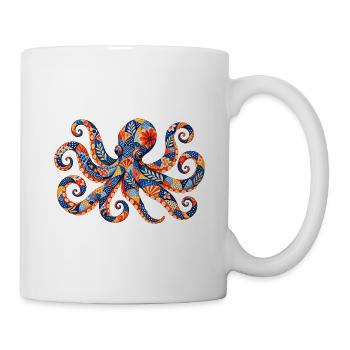 Patchwork-Oktopus Farbenzauber - Tasse - Weiß - Rechts