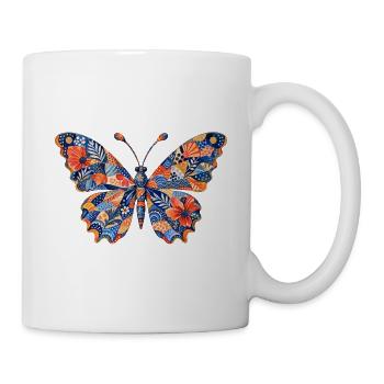 Patchwork Schmetterling Muster - Tasse - Weiß - Rechts