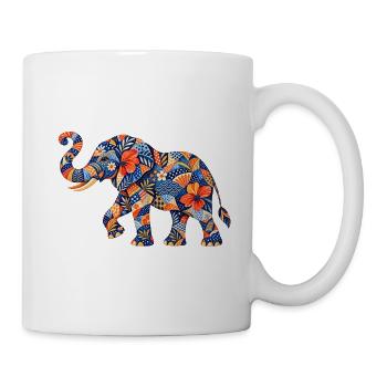Motif floral d’éléphant en patchwork - Mug blanc - blanc - Droite