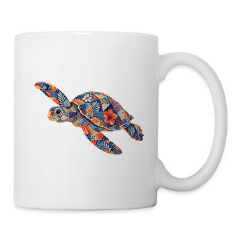 Motif floral patchwork de tortue - Mug blanc - blanc - Droite
