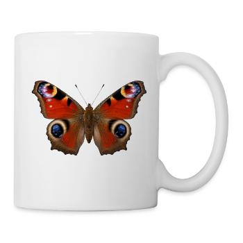 Pfauen-Schmetterling Aglais io Realistischer Stil - Tasse - Weiß - Rechts