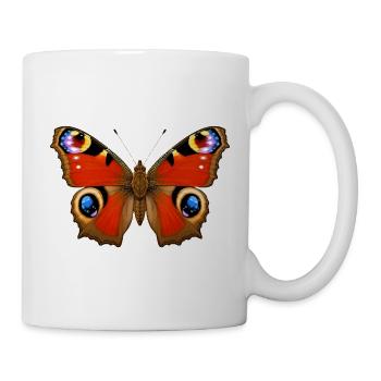 Pfauen-Schmetterling Aglais io Cartoon-Stil - Tasse - Weiß - Rechts