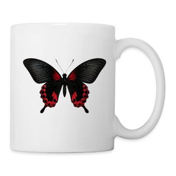 Scharlachschwalbenschwanz-Schmetterling Papilio rumanzovia - Tasse - Weiß - Rechts