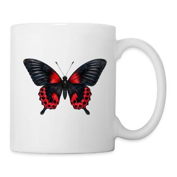 Scharlachschwalbenschwanz-Schmetterling Papilio rumanzovia - Tasse - Weiß - Rechts