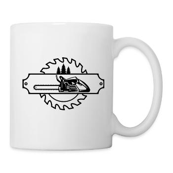 Kettensäge Axt Förster Holzfäller Säge Ketten Holz - Tasse - Weiß - Rechts