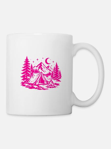 Magenta Moonlit Camp Abenteuer - Tasse - Weiß