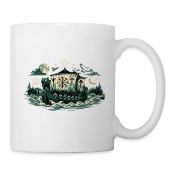 Nordsee Wikingerboot Schädelrunen - Tasse - Weiß - Rechts