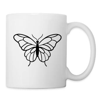 Schmetterling_schwarz - Tasse - Weiß - Rechts