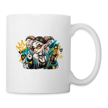 Graffiti-Ziegenmädchen mit Sprühdose - Tasse - Weiß - Rechts