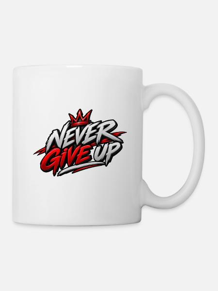 NeverGiveUp-Kronengrafik - Tasse - Weiß