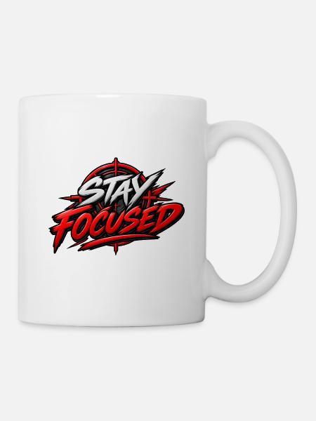 Bleib fokussiert, Rotes Fadenkreuz - Tasse - Weiß