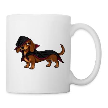 Vampir-Dackel zeigt seine Fangzähne - Tasse - Weiß - Rechts