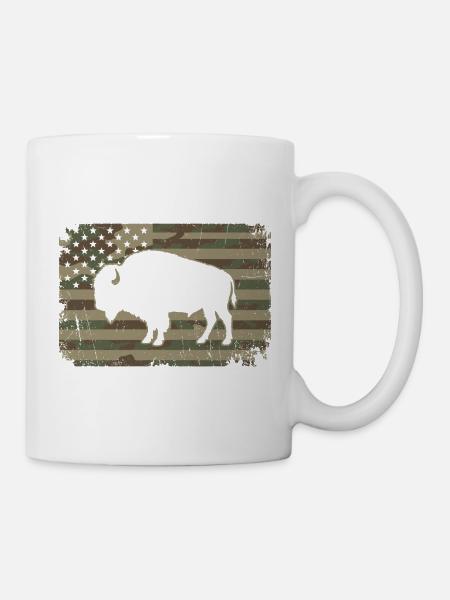 Tarnung amerikanischer Büffel-Silhouette - Tasse - Weiß