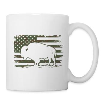 Tarn-US-Flagge-Bison-Silhouetten-Design - Tasse - Weiß - Rechts