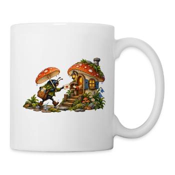 Pilzpost im Regen - Tasse - Weiß - Rechts