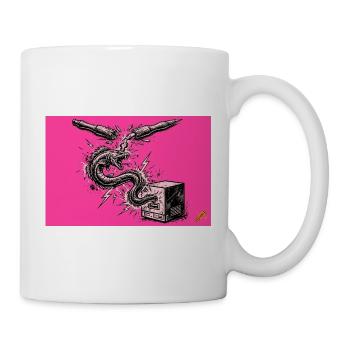 Anarchischer Aal fließt von Kugelschreiber in USB - Tasse - Weiß - Rechts