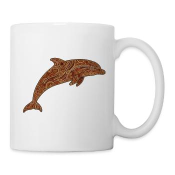 Delfin_braun - Tasse - Weiß - Rechts