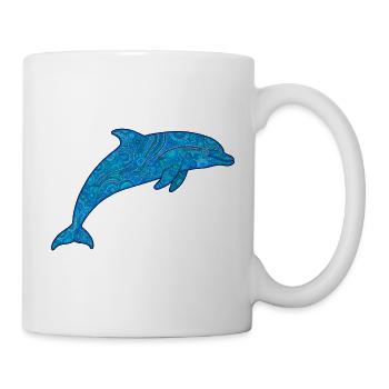 Delfin_blau - Tasse - Weiß - Rechts