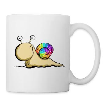 Regenbogen Schnecke I Tiemotiv Bunt Humor Mimimal - Tasse - Weiß - Rechts