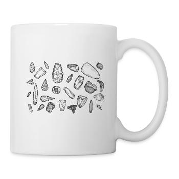 Feuersteinwerkzeuge Skizzen monochrome Steine - Tasse - Weiß - Rechts