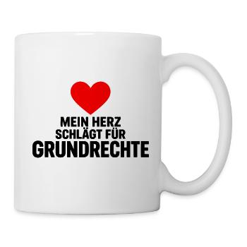 Mein Herz schlägt für Grundrechte – Demokratie - Tasse - Weiß - Rechts