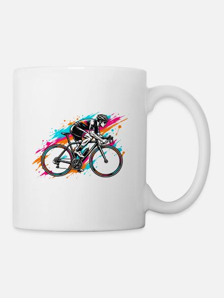 Neon-Splash Radfahrer - Tasse - Weiß