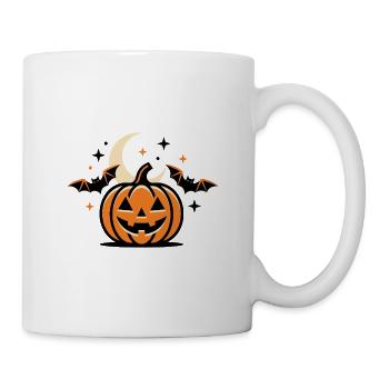 Kran-o-lantern, Fledermäuse und Halbmond bei Nacht - Tasse - Weiß - Rechts
