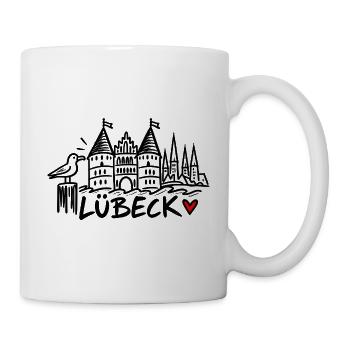 Lübeck mit Herz - Tasse - Weiß - Rechts