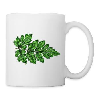 Grüne Blattstruktur Botanischer Druck - Tasse - Weiß - Rechts
