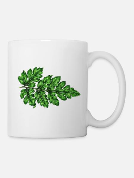Grüne Blattstruktur Botanischer Druck - Tasse - Weiß