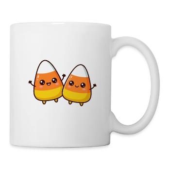 Niedliche Kawaii-Candy-Corn-Charaktere, die Hallo winken - Tasse - Weiß - Rechts