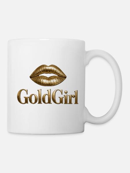 GoldGirl Metallic Lips Logo - Tasse - Weiß