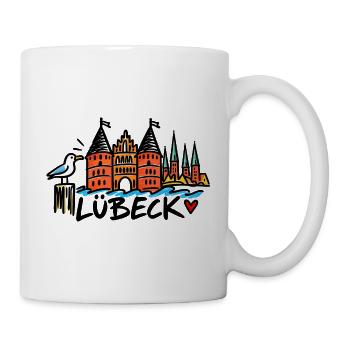 Lübeck - Hansestadt Lübeck - Ostseeküste - Tasse - Weiß - Rechts