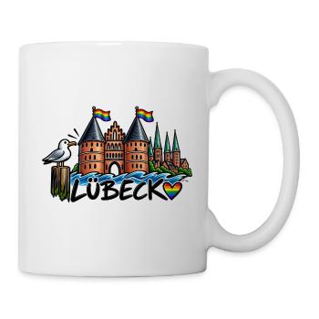 Lübeck Regenbogen Holstentor - Tasse - Weiß - Rechts