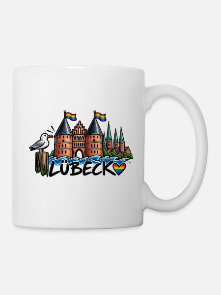 Lübeck Regenbogen Holstentor - Tasse - Weiß