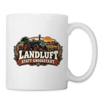 Landluft statt Großstadt Traktor / Landleben - Tasse - Weiß - Rechts